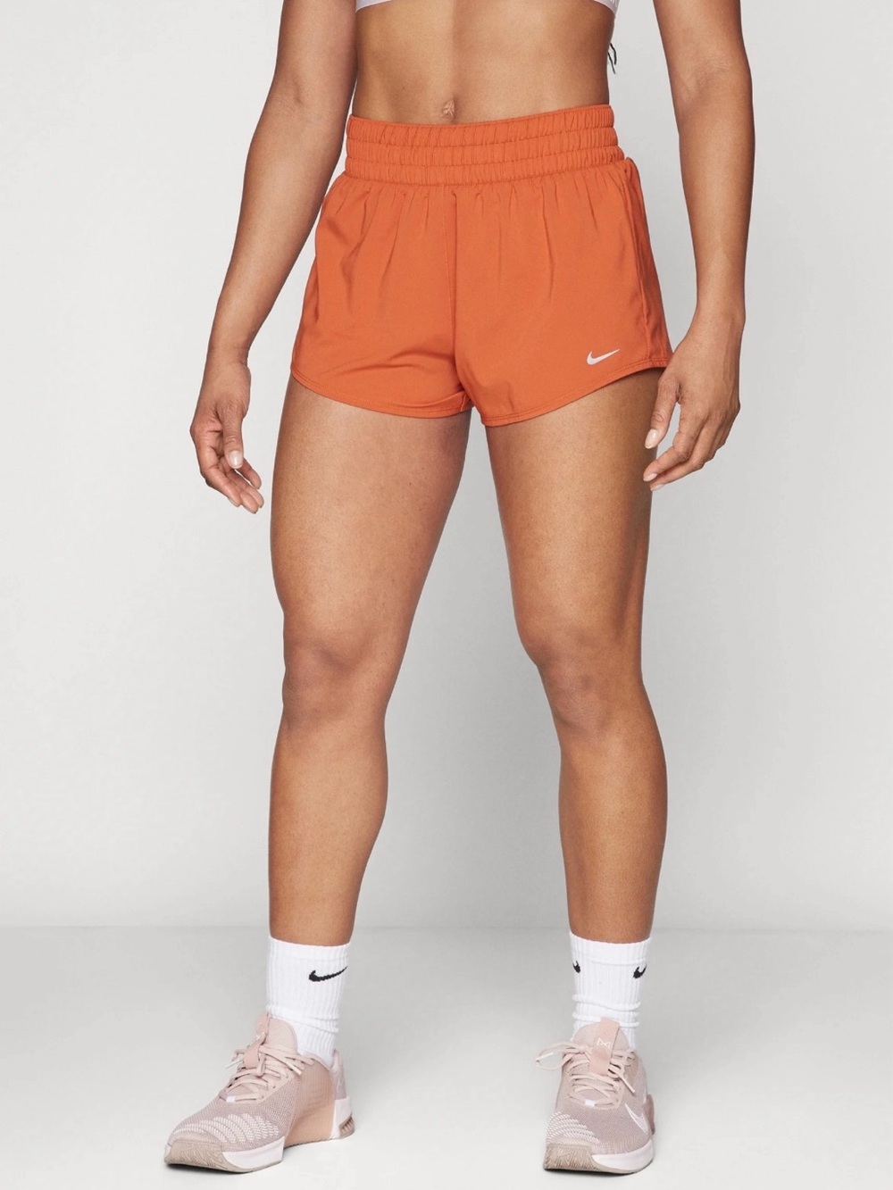 Nike Women’s High-Waist Orange Athletic Shorts - Picture 2 of 5
